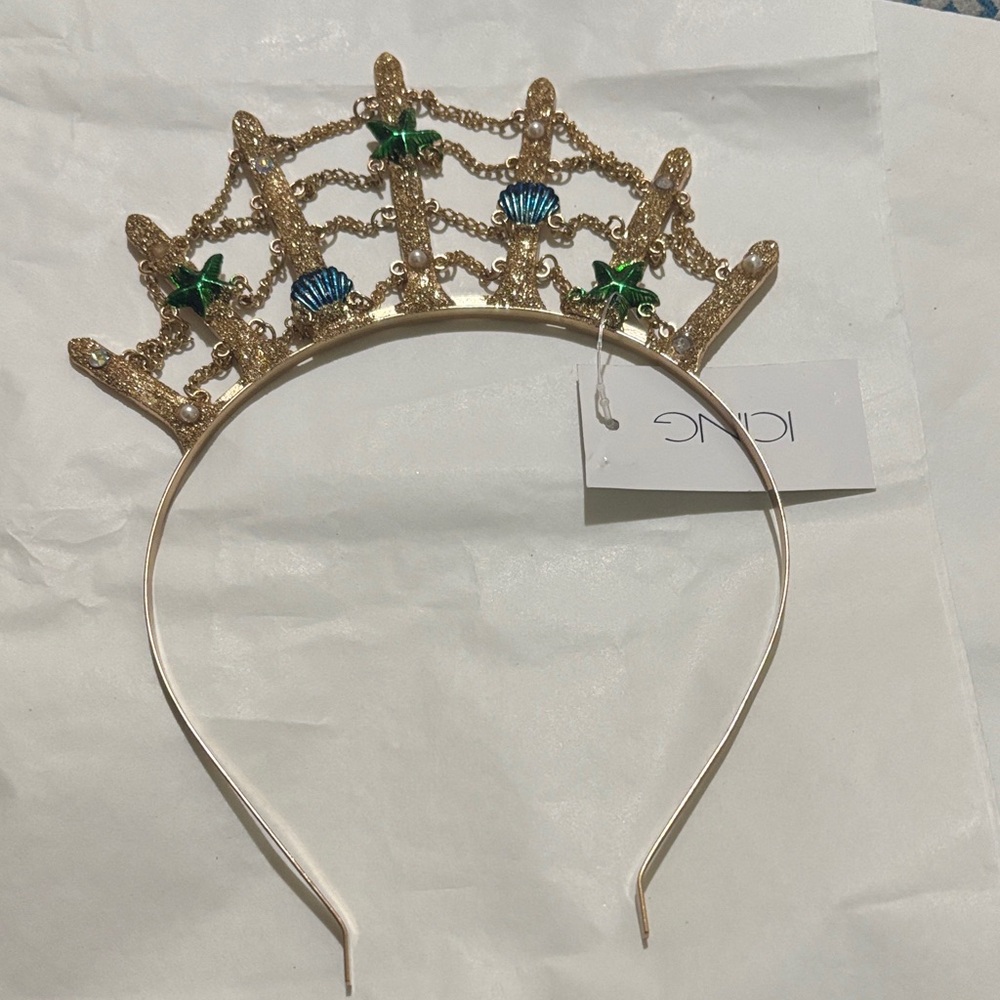 Icing Gold Crown Headband with Blue and Green Accents